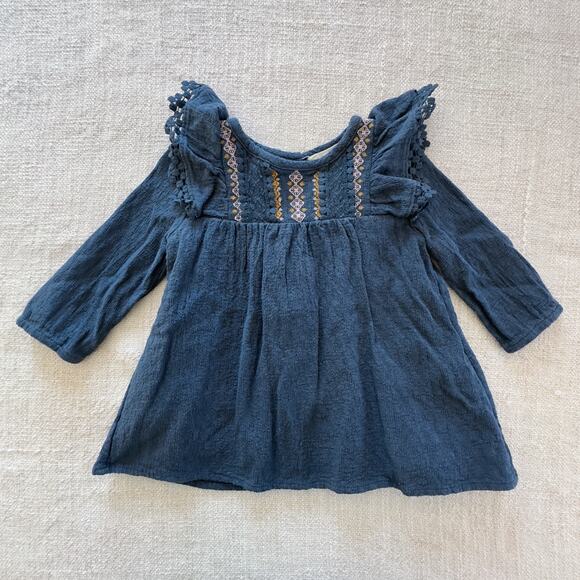 Louise Misha Blue Embroidered Dress GUC 18mo - Picture 1 of 7